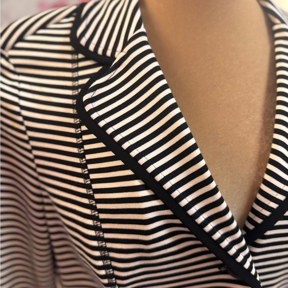 Joseph Ribkoff Black and White Striped Blazer - Picture 2 of 7